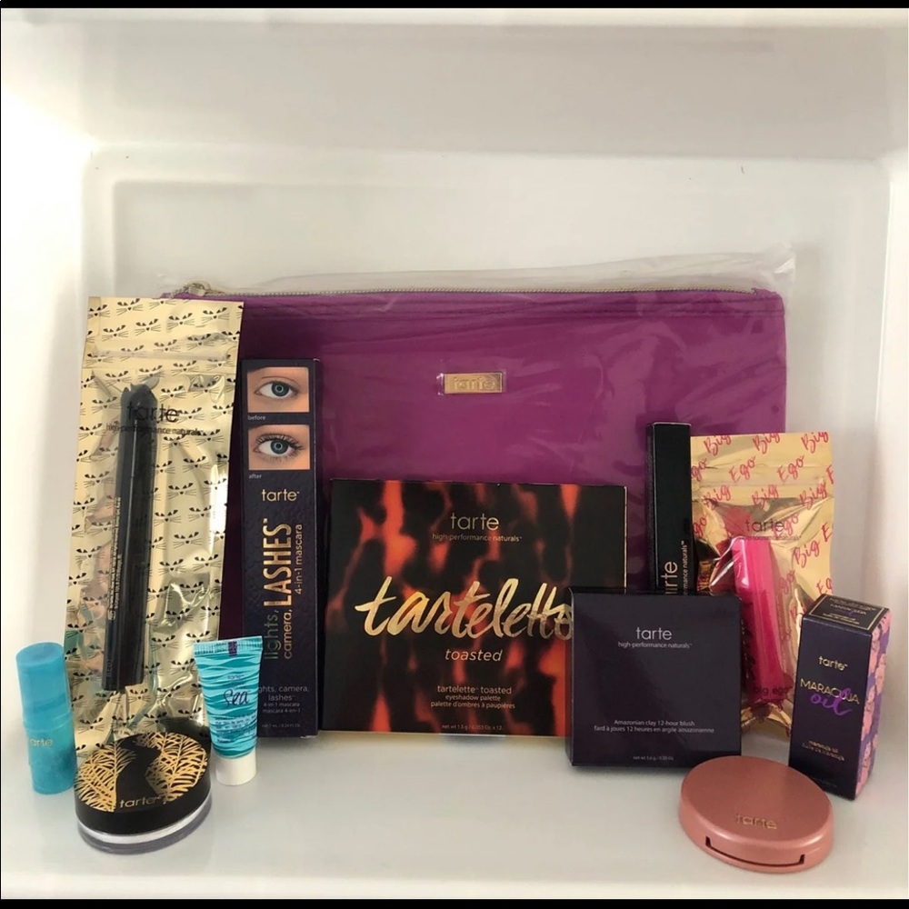 Tarte toasted eye palette, mascara, blush, liner